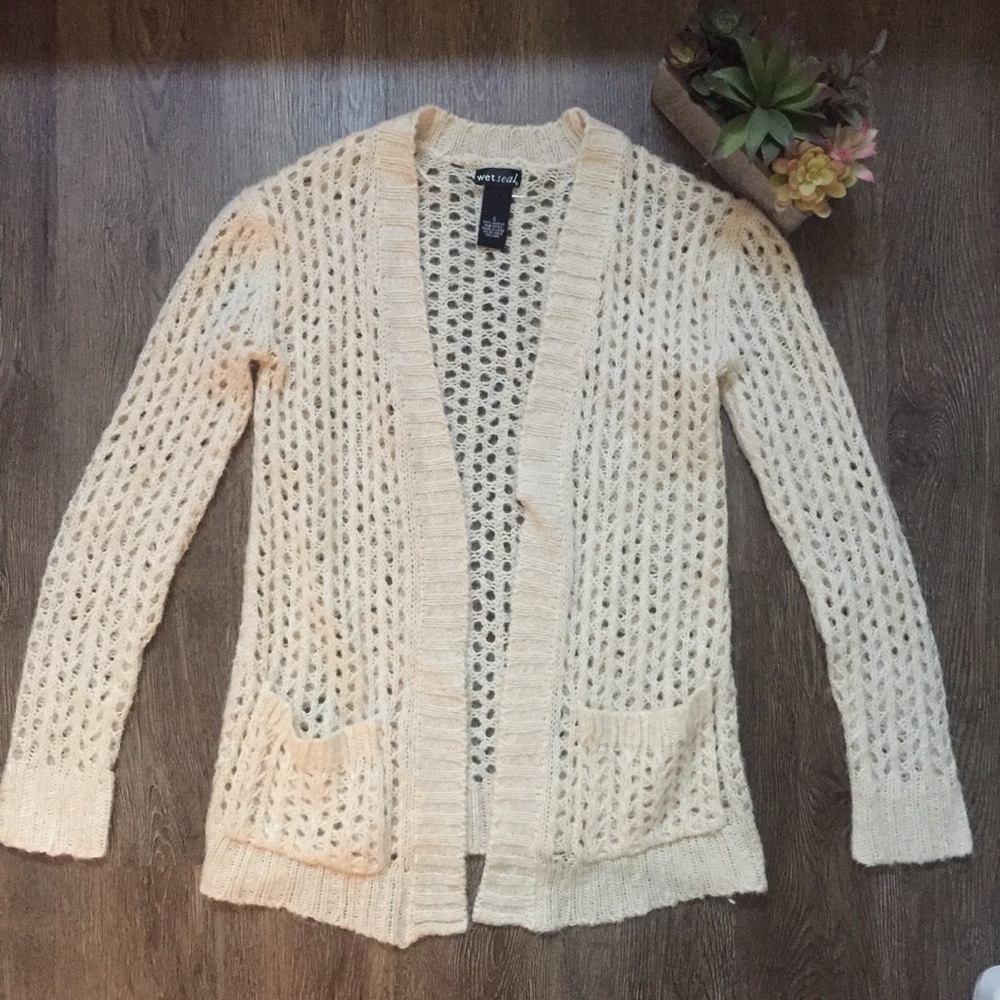 Wet Seal Cream Sweater Cover Up Size Small